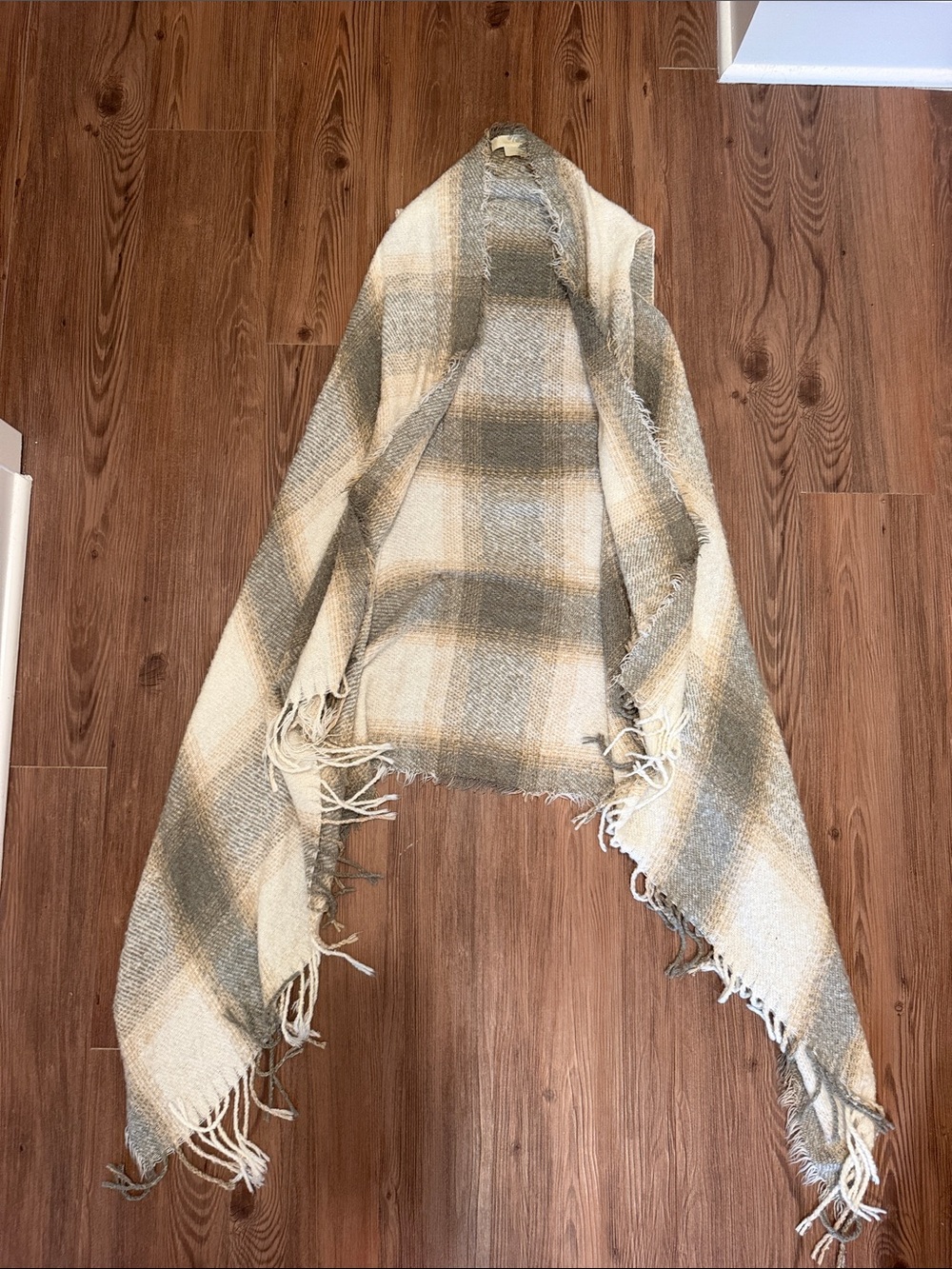 Cozy Cream & Gray Plaid Vest